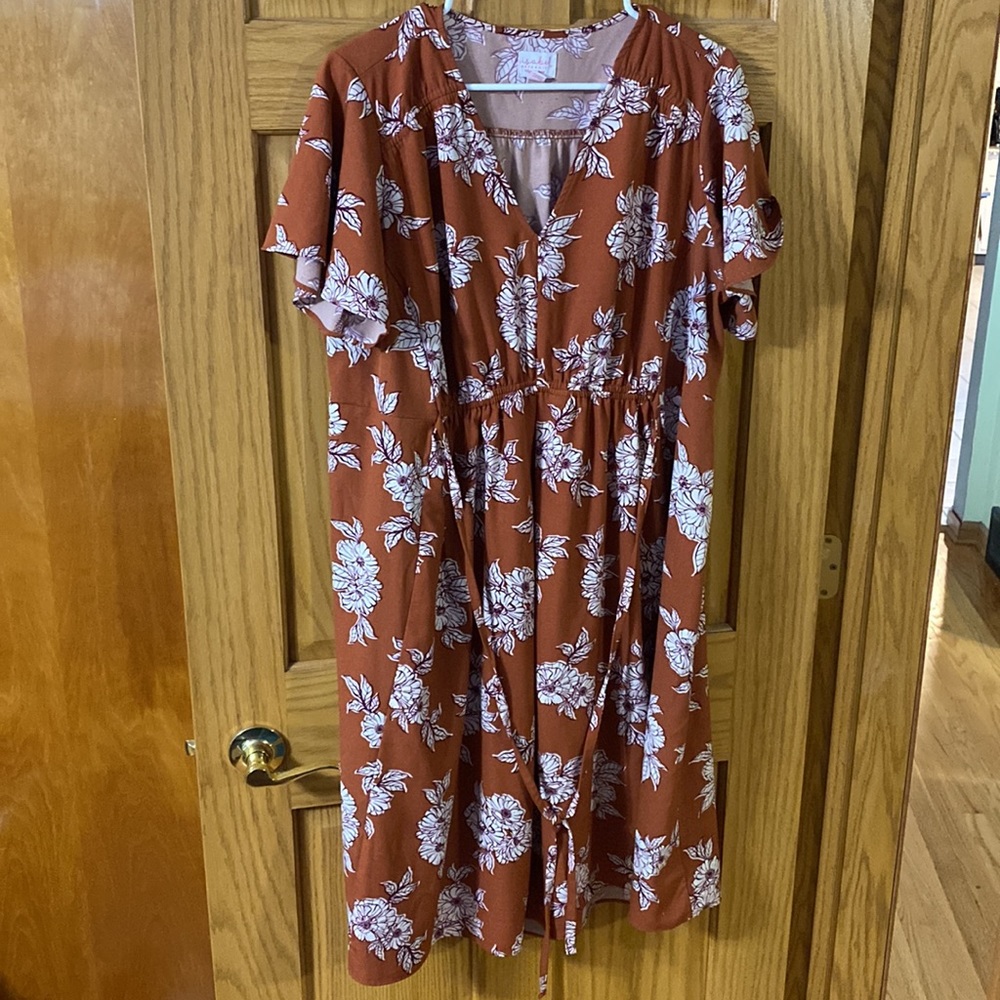 Orange tie front dress